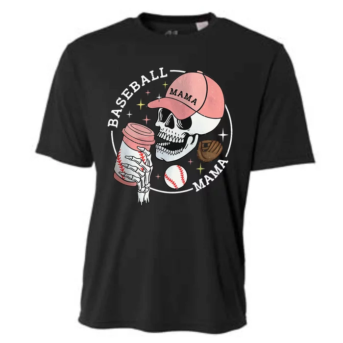 Funny Baseball Mama Skull Happy Mother's Day Funny Gift Cooling Performance Crew T-Shirt