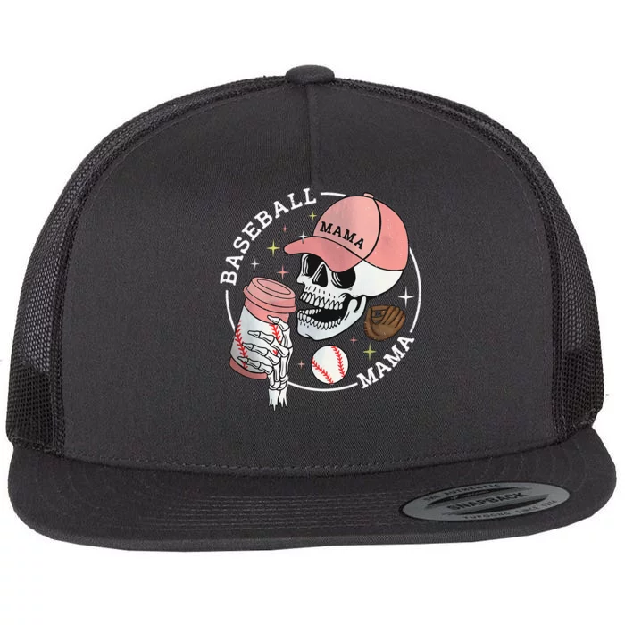 Funny Baseball Mama Skull Happy Mother's Day Funny Gift Flat Bill Trucker Hat