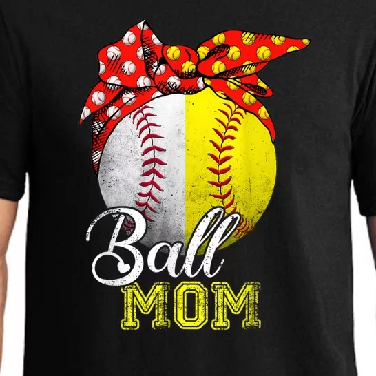 Funny Ball Mom Softball Baseball Gifts For Women Mothers Day Pajama Set