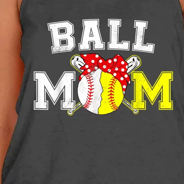 Funny Ball Mom Softball Baseball Gifts For Women Mothers Day Women's Knotted Racerback Tank