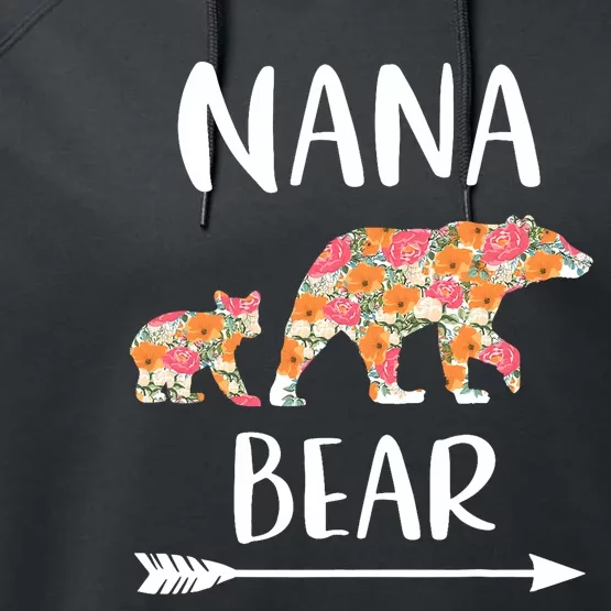 Floral Bear Matching Family Outfits Funny Nana Bear Performance Fleece Hoodie