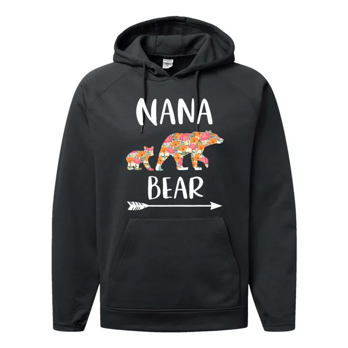 Floral Bear Matching Family Outfits Funny Nana Bear Performance Fleece Hoodie