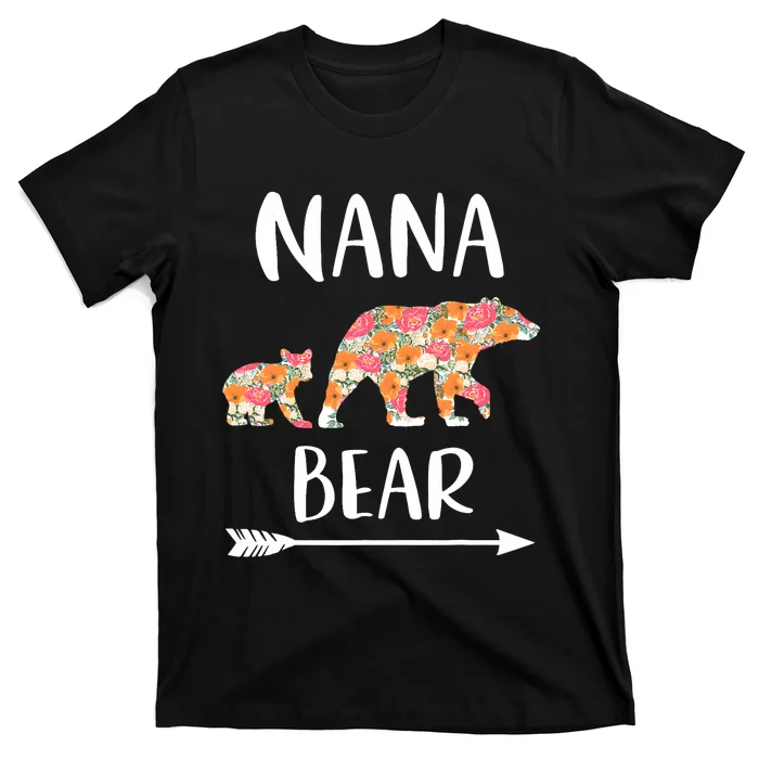 Floral Bear Matching Family Outfits Funny Nana Bear T-Shirt