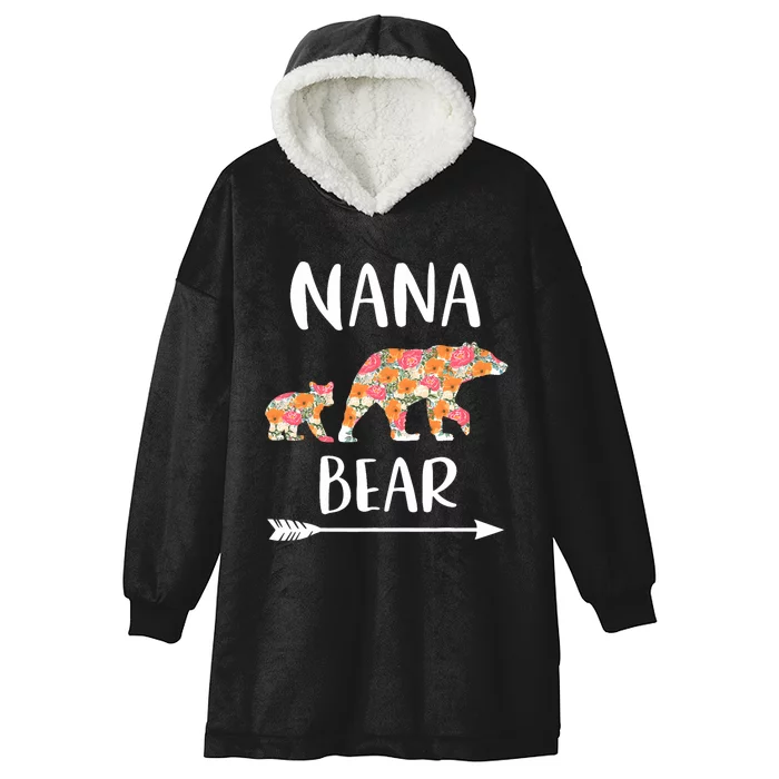 Floral Bear Matching Family Outfits Funny Nana Bear Hooded Wearable Blanket