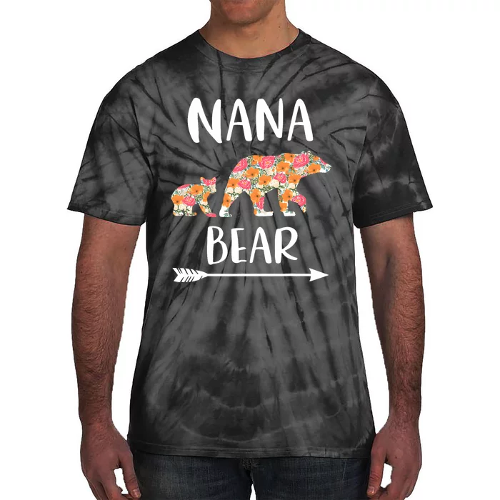 Floral Bear Matching Family Outfits Funny Nana Bear Tie-Dye T-Shirt