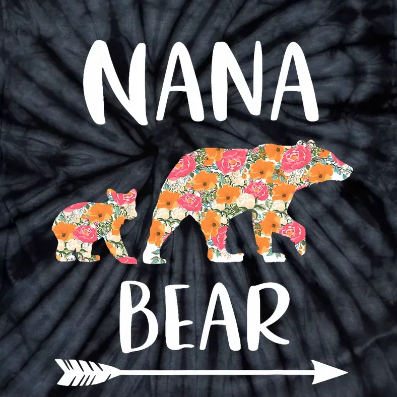 Floral Bear Matching Family Outfits Funny Nana Bear Tie-Dye T-Shirt