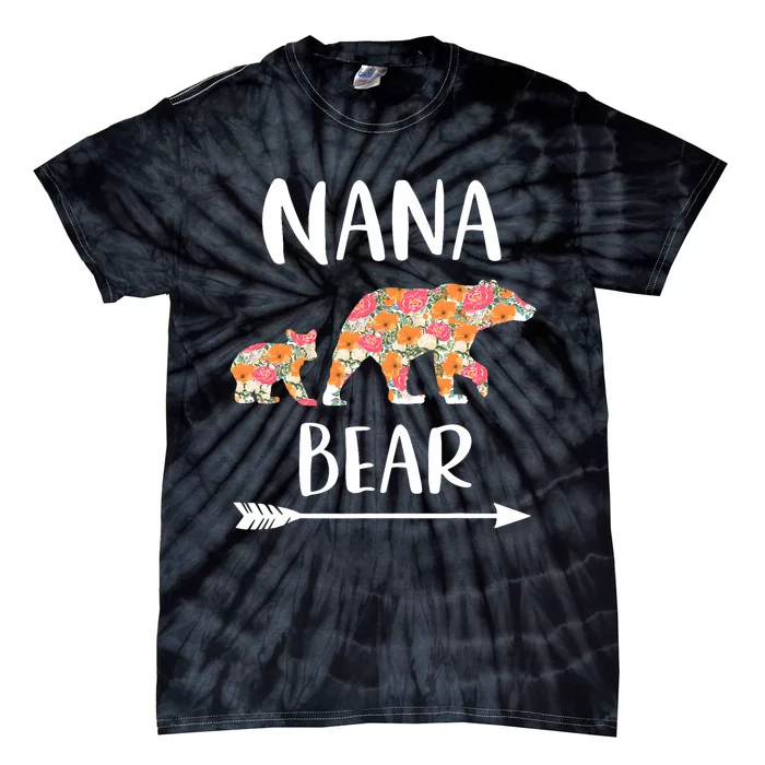 Floral Bear Matching Family Outfits Funny Nana Bear Tie-Dye T-Shirt