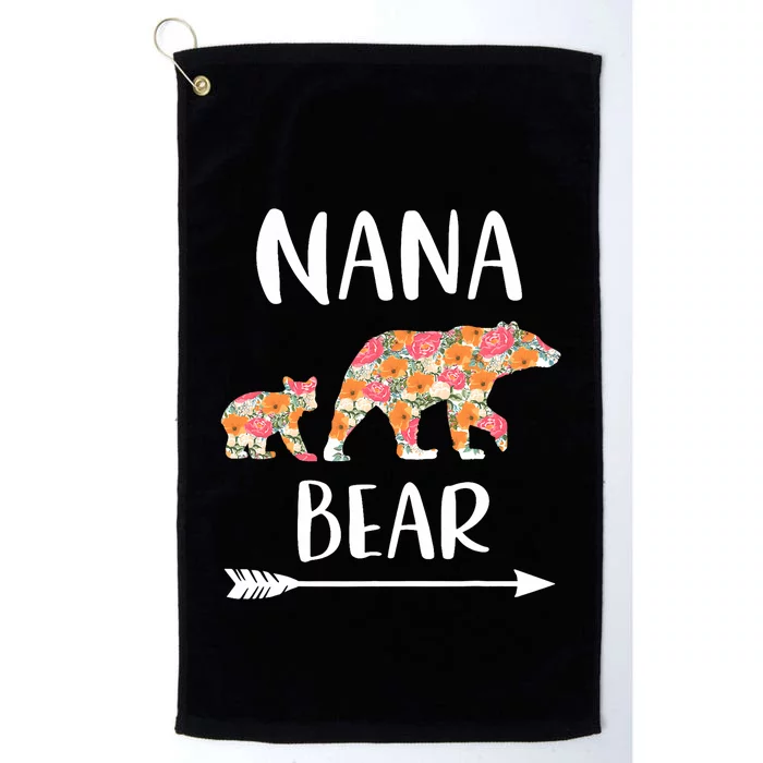 Floral Bear Matching Family Outfits Funny Nana Bear Platinum Collection Golf Towel