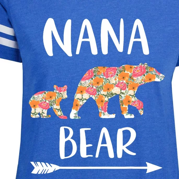 Floral Bear Matching Family Outfits Funny Nana Bear Enza Ladies Jersey Football T-Shirt