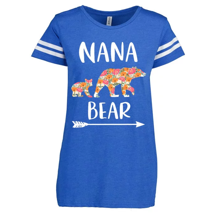 Floral Bear Matching Family Outfits Funny Nana Bear Enza Ladies Jersey Football T-Shirt