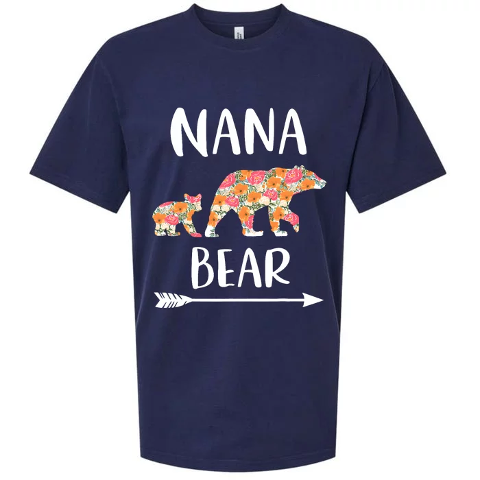 Floral Bear Matching Family Outfits Funny Nana Bear Sueded Cloud Jersey T-Shirt