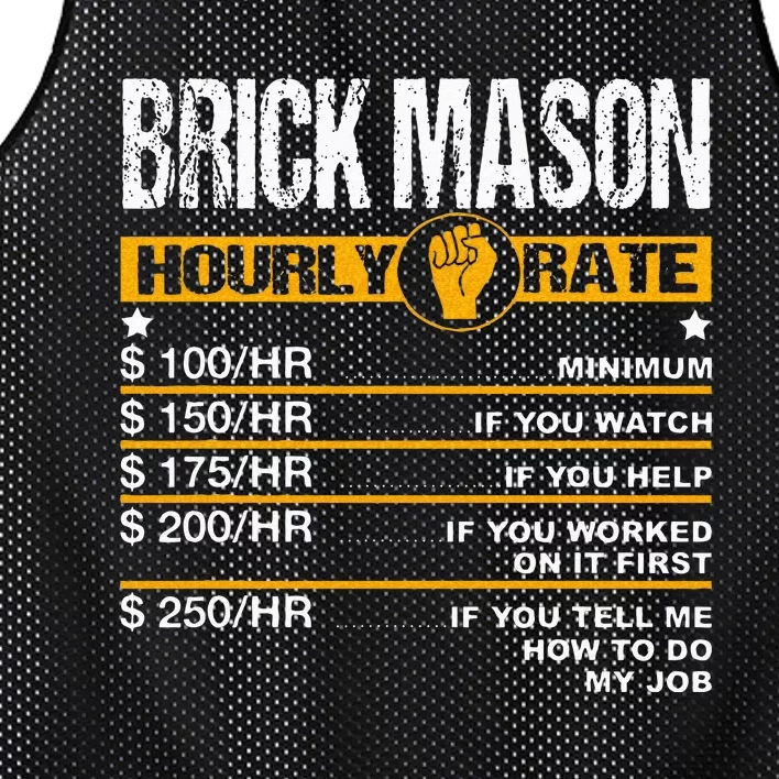 Funny Brick Mason Hourly Rate Bricklayer Labor Rates Mesh Reversible Basketball Jersey Tank