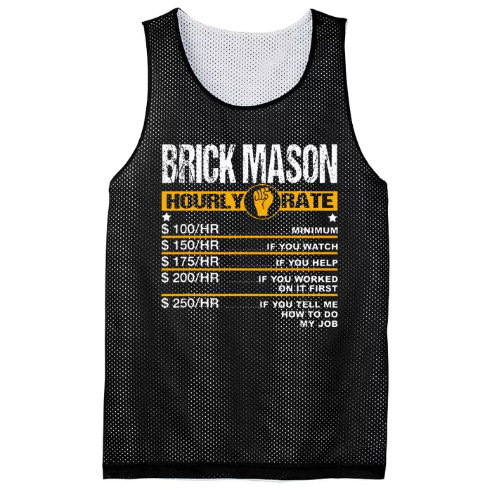 Funny Brick Mason Hourly Rate Bricklayer Labor Rates Mesh Reversible Basketball Jersey Tank