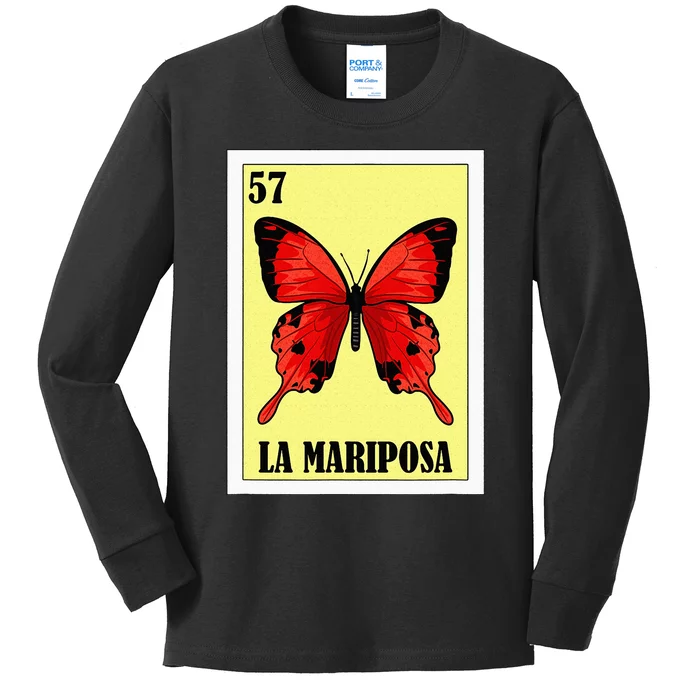 Funny Butterfly Mexican Design La Mariposa Kids Long Sleeve Shirt