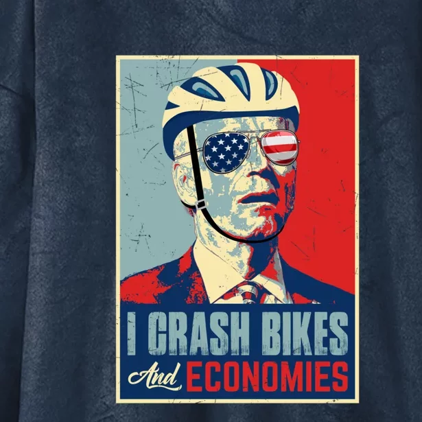 Funny Biden Meme I Crash Bikes And Economies Funny Joe Biden Falling Off Bike Hooded Wearable Blanket