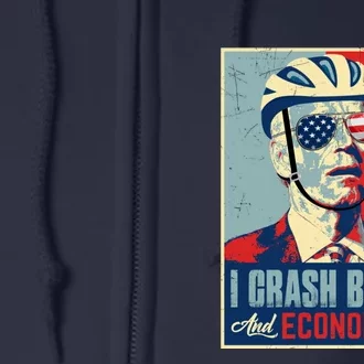 Funny Biden Meme I Crash Bikes And Economies Funny Joe Biden Falling Off Bike Full Zip Hoodie