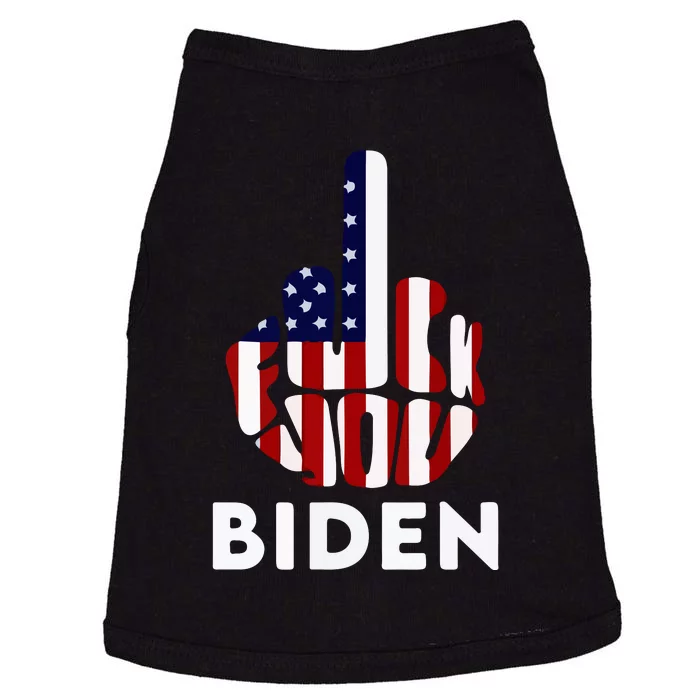 Fuck Biden Middle Finger USA Flag TShirt Doggie Tank