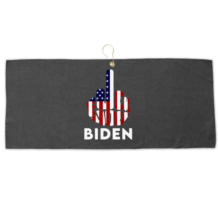 Fuck Biden Middle Finger USA Flag TShirt Large Microfiber Waffle Golf Towel