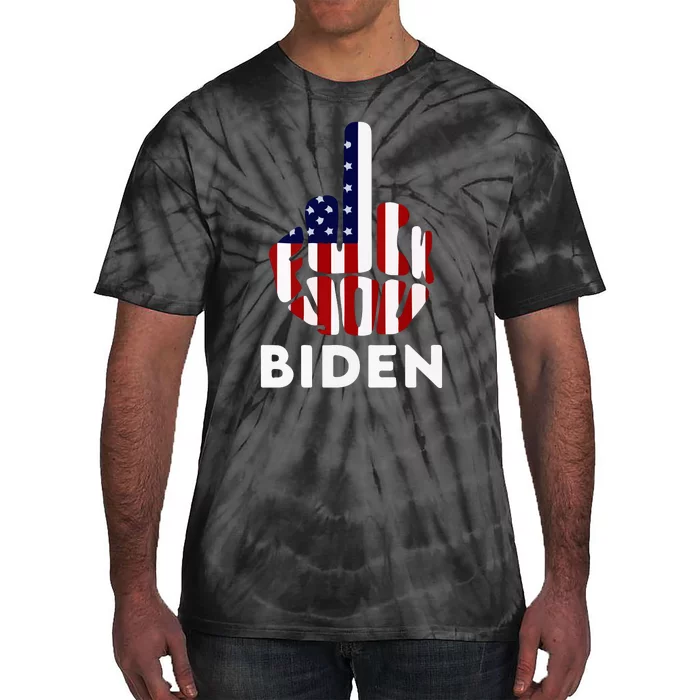 Fuck Biden Middle Finger USA Flag TShirt Tie-Dye T-Shirt