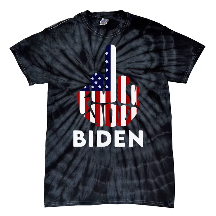 Fuck Biden Middle Finger USA Flag TShirt Tie-Dye T-Shirt