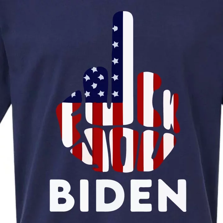 Fuck Biden Middle Finger USA Flag TShirt Sueded Cloud Jersey T-Shirt