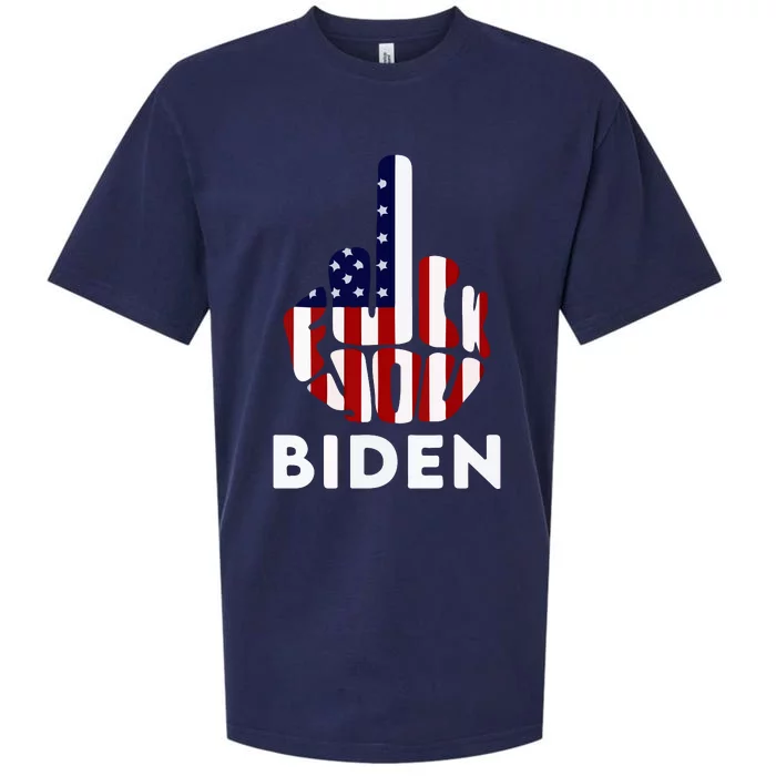 Fuck Biden Middle Finger USA Flag TShirt Sueded Cloud Jersey T-Shirt