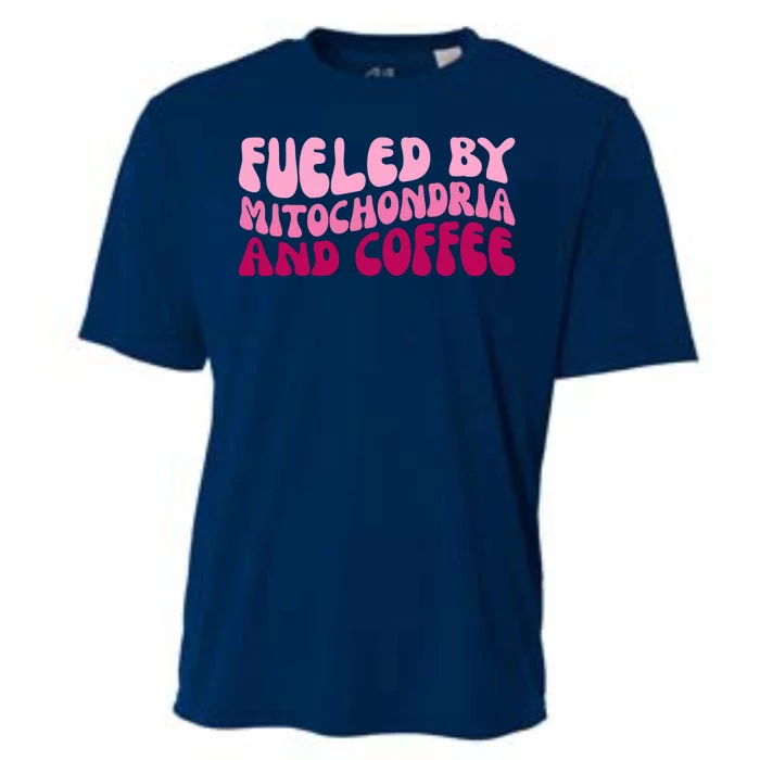 Fueled By Mitochondria And Coffee Funny Cooling Performance Crew T-Shirt