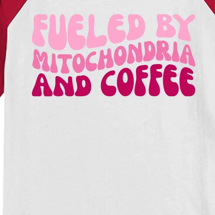 Fueled By Mitochondria And Coffee Funny Kids Colorblock Raglan Jersey