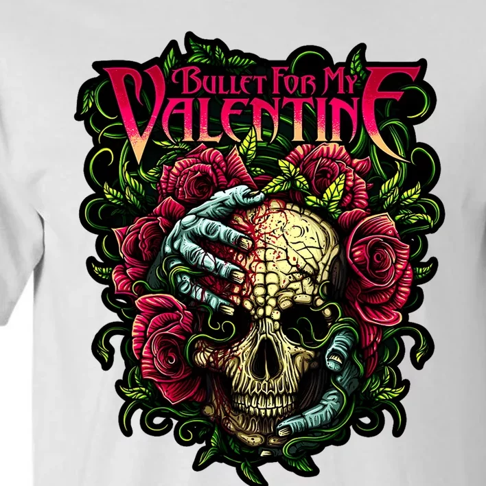 Funny Bullet My Valentine Skull Roses And Red Blood Horror Tall T-Shirt