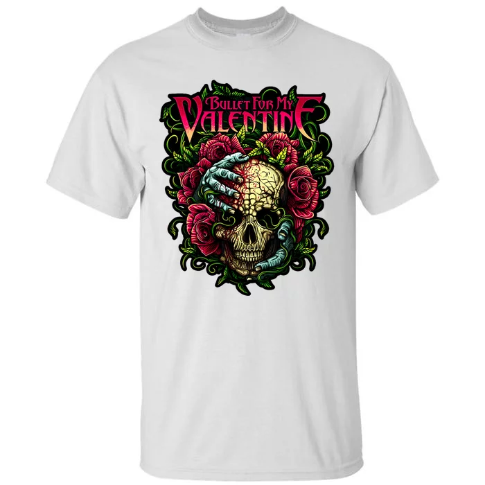 Funny Bullet My Valentine Skull Roses And Red Blood Horror Tall T-Shirt