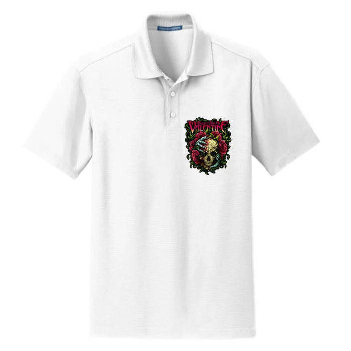 Funny Bullet My Valentine Skull Roses And Red Blood Horror Dry Zone Grid Performance Polo