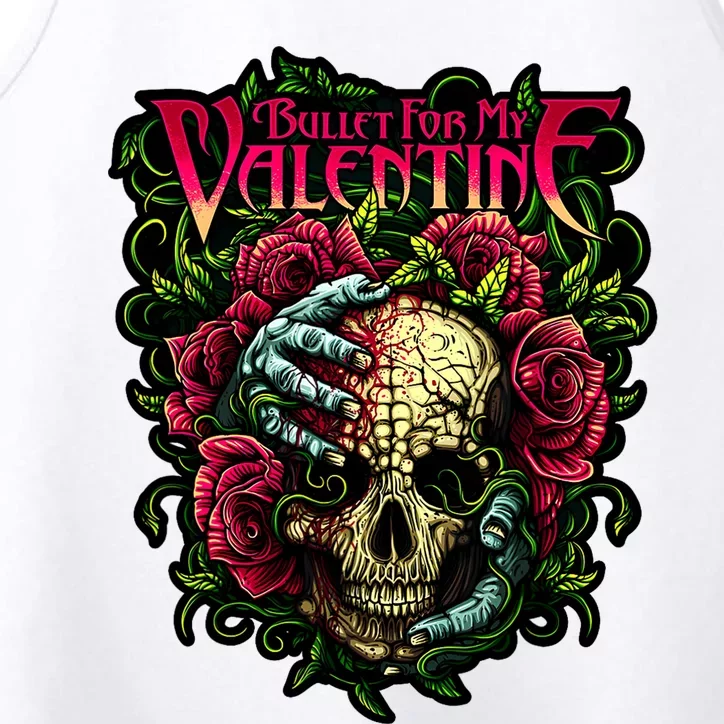 Funny Bullet My Valentine Skull Roses And Red Blood Horror Performance Tank