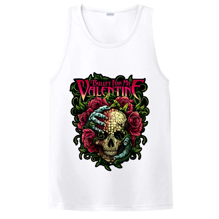 Funny Bullet My Valentine Skull Roses And Red Blood Horror Performance Tank