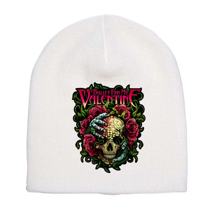 Funny Bullet My Valentine Skull Roses And Red Blood Horror Short Acrylic Beanie