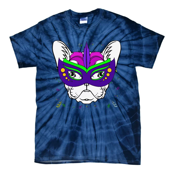 French Bulldog Mardi Gras Cute Dog Puppy Masquerade Party Tie-Dye T-Shirt