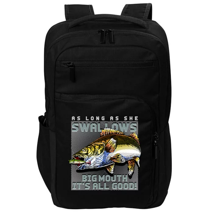 Funny Big Mouth Bass Swallows Impact Tech Backpack