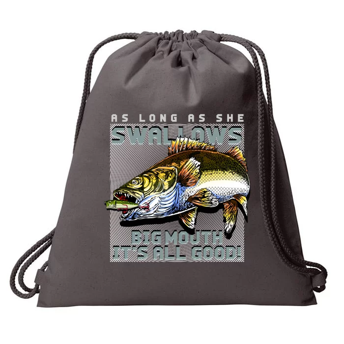 Funny Big Mouth Bass Swallows Drawstring Bag