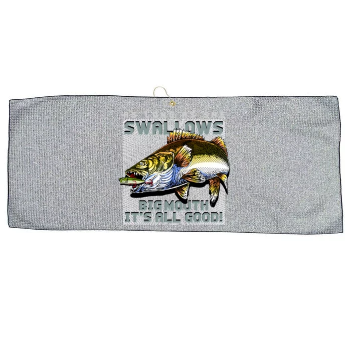 Funny Big Mouth Bass Swallows Large Microfiber Waffle Golf Towel