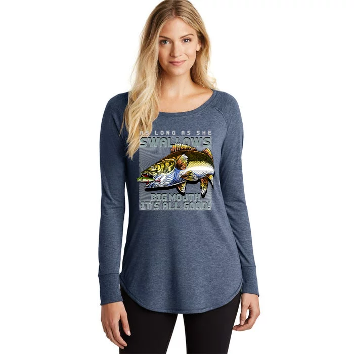 Funny Big Mouth Bass Swallows Women's Perfect Tri Tunic Long Sleeve Shirt