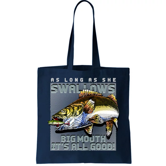 Funny Big Mouth Bass Swallows Tote Bag