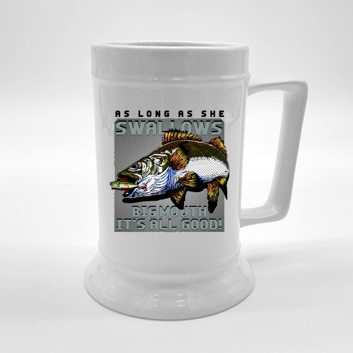 Funny Big Mouth Bass Swallows Front & Back Beer Stein