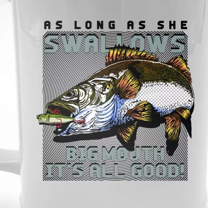 Funny Big Mouth Bass Swallows Front & Back Beer Stein