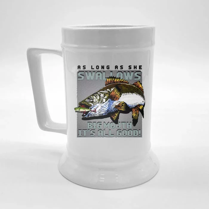 Funny Big Mouth Bass Swallows Front & Back Beer Stein