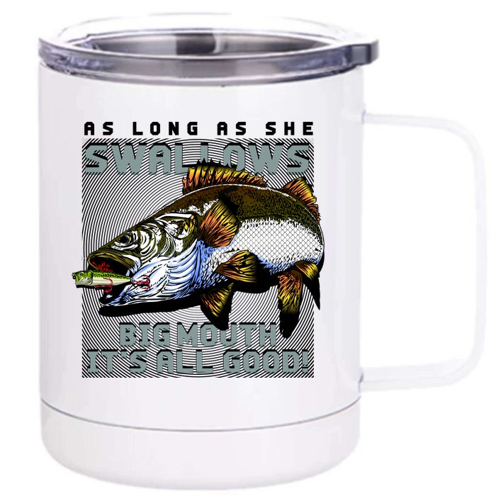 Funny Big Mouth Bass Swallows Front & Back 12oz Stainless Steel Tumbler Cup