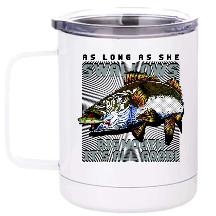 Funny Big Mouth Bass Swallows Front & Back 12oz Stainless Steel Tumbler Cup