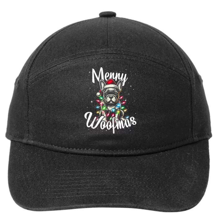 French Bulldog Merry Woofmas Christmas Lights And Santa Hat Tank Top 7-Panel Snapback Hat