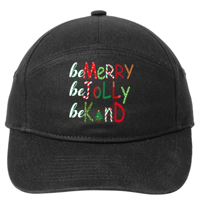 Funny Be Merry Be Jolly Be Kind Christmas Tree Family Gifts Long Sleeve 7-Panel Snapback Hat