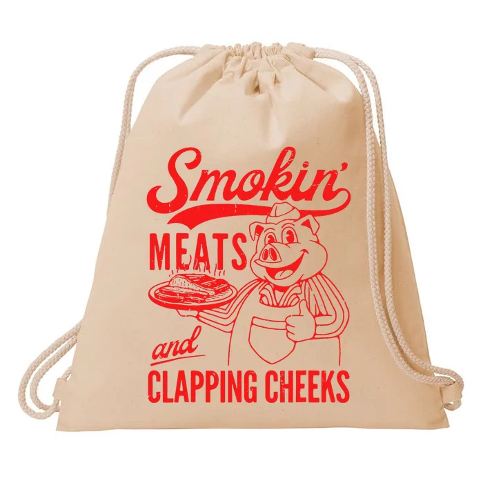 Funny Bbq Meat Groovy Smoking Meats And Clapping Cheeks Gift Drawstring Bag