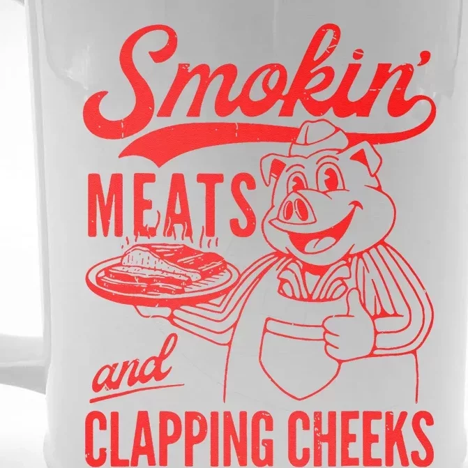 Funny Bbq Meat Groovy Smoking Meats And Clapping Cheeks Gift Front & Back Beer Stein