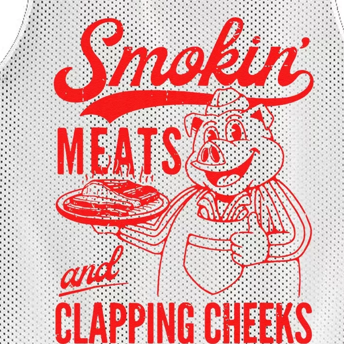 Funny Bbq Meat Groovy Smoking Meats And Clapping Cheeks Gift Mesh Reversible Basketball Jersey Tank